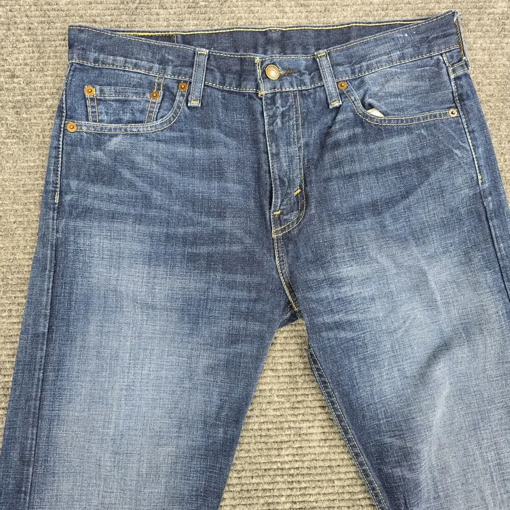 Levi's 513 Jeans Mens 32x32 Dark Wash Blue Slim Straight 100% Cotton Denim